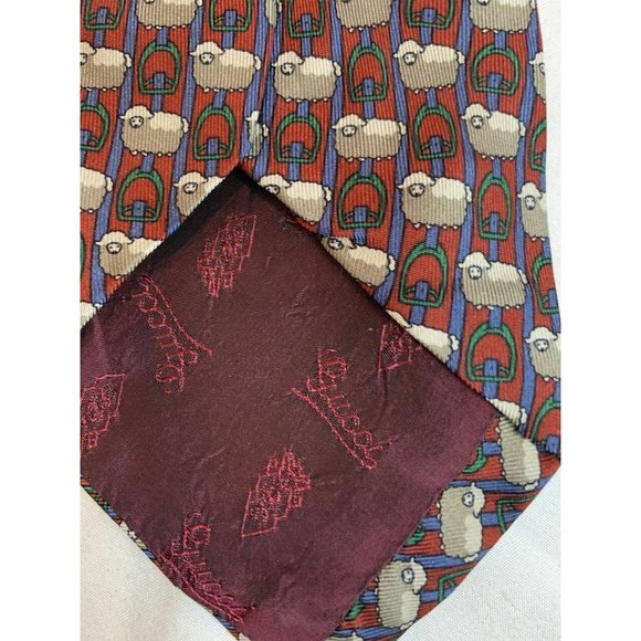 Gucci Sheep Print Silk Tie - Picture 5 of 5